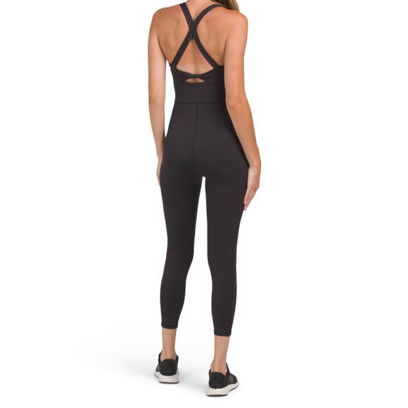 Black Activewear Jumpsuit One Piece Capri Leggings Yoga Athleisure Small - Picture 2 of 7